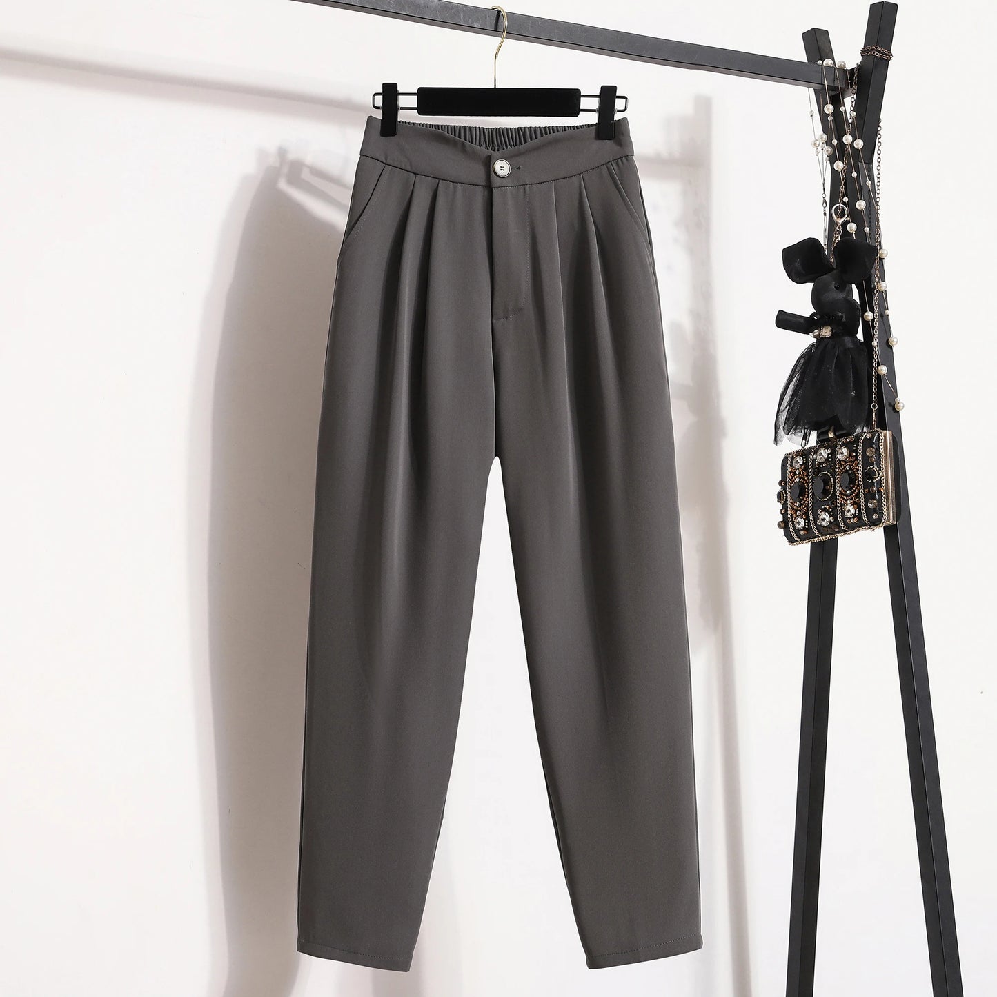 High Quality Korean Style Straight Trousers Plus Size Pants Woman Autumn Winter 2026 New Arrival High Waist Suit Pants