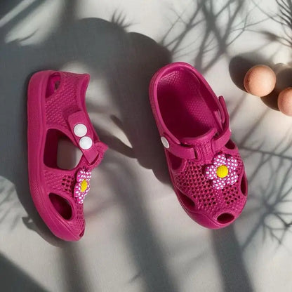 Girls' Floral Toddler Learning Shoes Lightweight Breathable EVA Hole-Patterned Sandals - Cute Versatile Beach & Daily Wear Baby