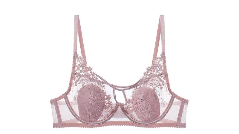 MOYISU Parisian Lace Bust Reducer - French Steel Ring Bra Set Rabbit-Ear Design Slimming Minimizer Lingerie Tushy for Full Chest