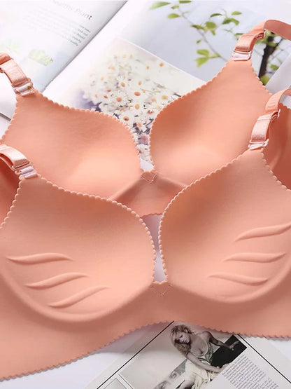 Women Lingerie Seamless Adjustable Bra Sexy Comfortable Nylon Flower Print One-Piece Underwear  Breathable