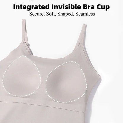 Women's Sleeveless Seamless Bra-Free Tank Top Soft & Skin-Friendly Wireless Gathered Thin Strap Sexy Back Slimming Vest