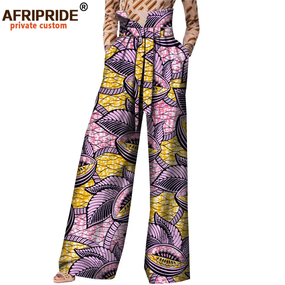 2026African Pants for Women Plus Size Wear Trousers Customzied High Waist Full Length Back Zipper Pants with Sashes A1821002