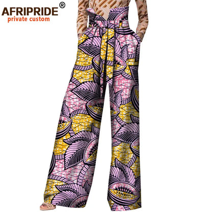 2026African Pants for Women Plus Size Wear Trousers Customzied High Waist Full Length Back Zipper Pants with Sashes A1821002