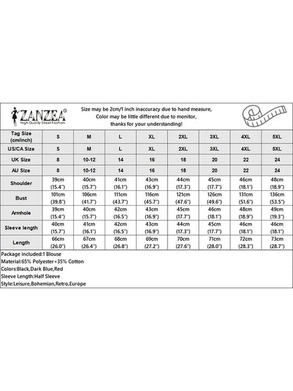 ZANZEA Summer Vintage Women Casual Loose Shirt Baggy Plaid Checked Tops Tunic Fashion O Neck Short Sleeve Blouse Blusas Chemise