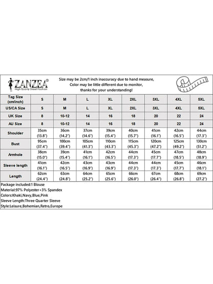 ZANZEA Elegant Bow Detailed Women Blouses Autumn 2025 Keyhole Neck 3/4 Puff Sleeve Crinkled Solid Color Tops Fashion Woman Cloth