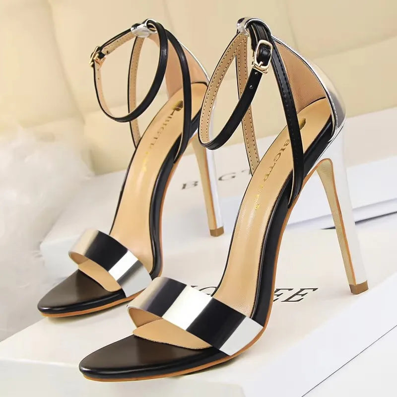 BIGTREE Shoes Pu Leather High Heels 2026 New Women Heels Sexy Stiletto Heels 11 Cm Party Shoes Color Matching Women Sandals