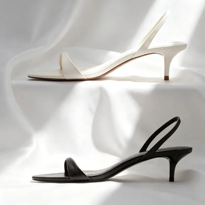 Luxury Brand Designer Shoes for Women Fashion Round-toe Open-toe Kitten-heel Sandals Elegant Slingback Heels Sandalias De Mujer