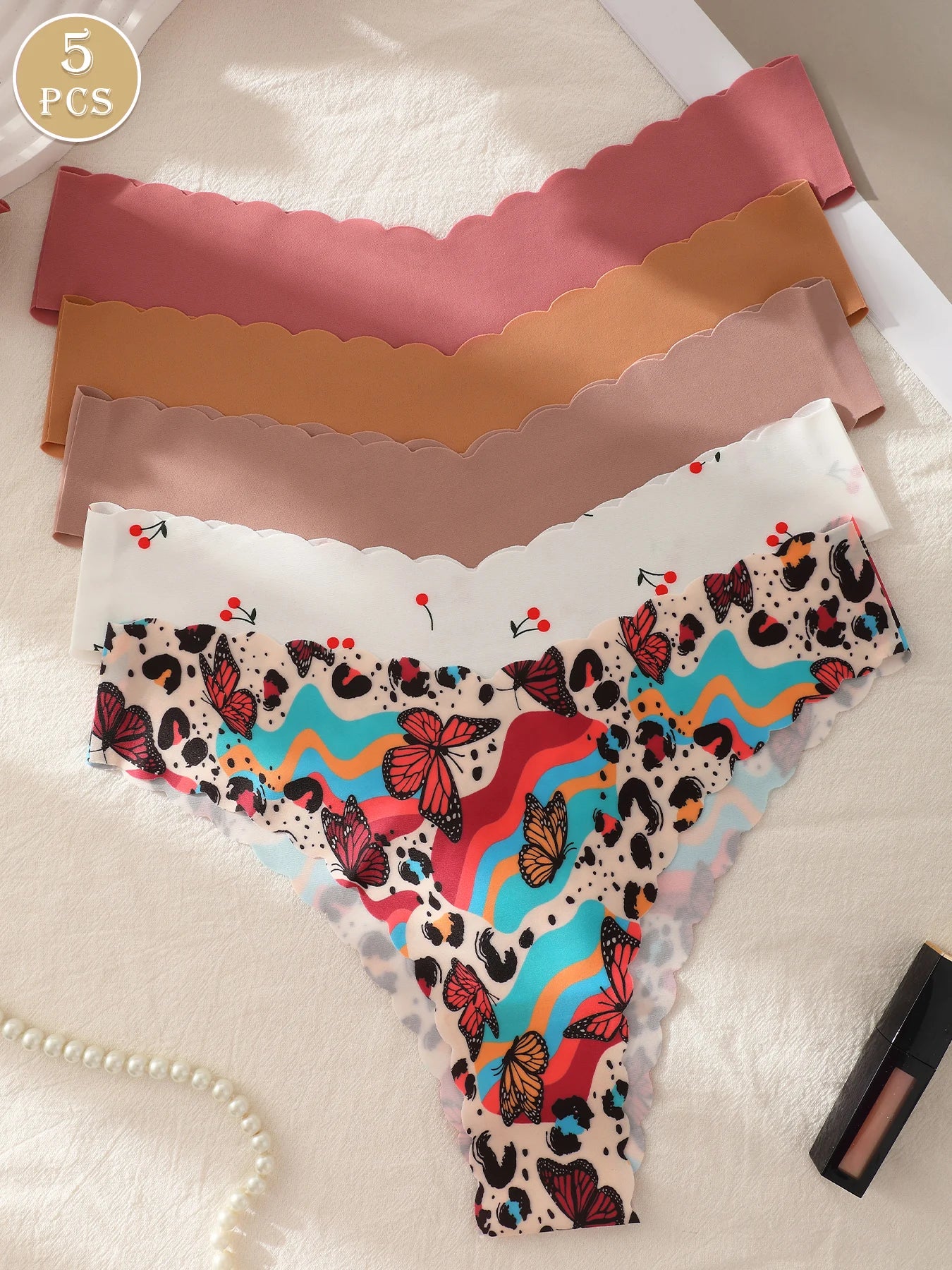 5pcs Women's Low-Waist Panties, Soft and Comfortable Triangle Underwear, Suitable for Sports and Daily Wear
