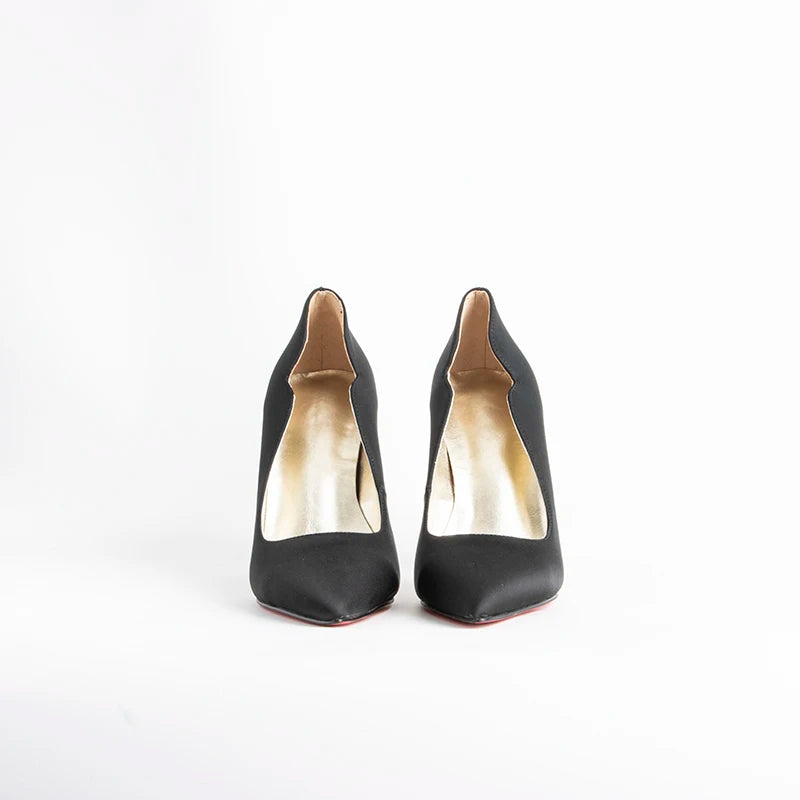 luxury Red Bottom Black Pointed toe Heels for Women Shoes 2024 Elegant and Classy Designer Slingback Heels High Quality big Size