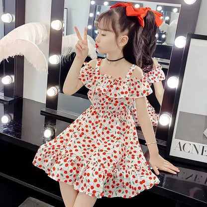 Thin Girl Summer Dress Robe Fille Floral Chiffon Princess Dress Children's Clothing Summer Girls Casual Dresses Kids Vestidos