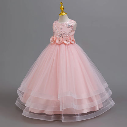 Hetiso Elegant Teenage Girls Evening Party Formal Prom Gown Kids Sleeveless Birthday Wedding Princess Dress for Girls 3-12 Years