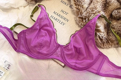 Minimizer Bra Plus Size Underwire French Style Triangle Cup Push Up Sexy Mesh Lingerie Set Support 32-40 MOYISU Sexy Bra Set BC