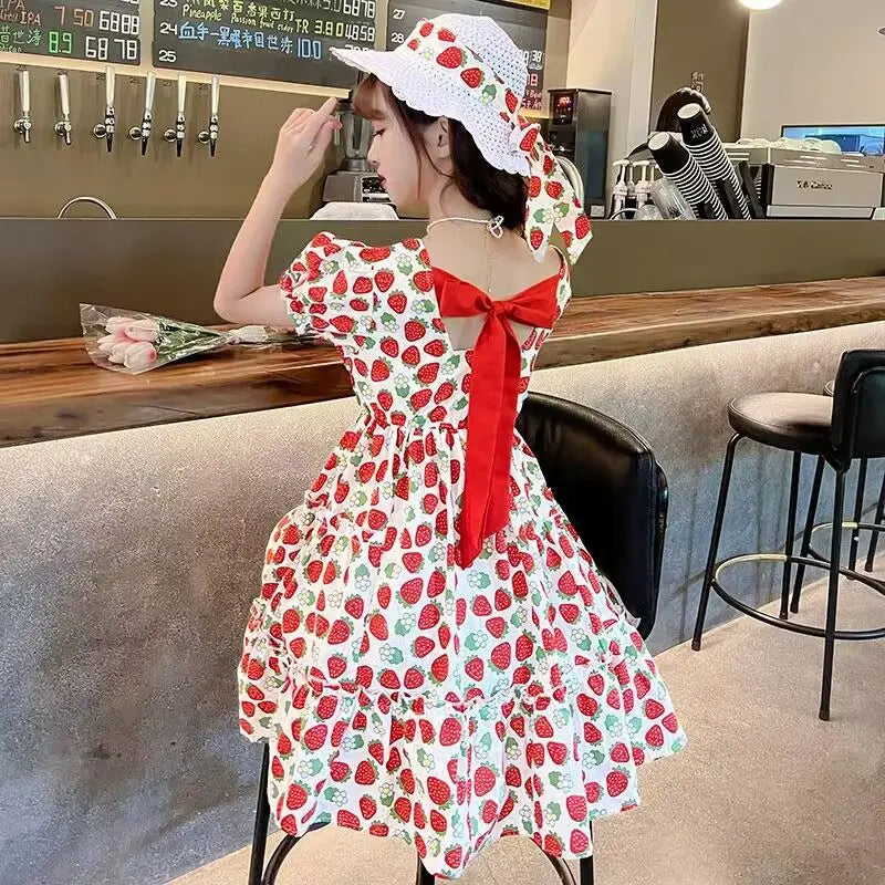 Summer Strawberry Princess Dress Romper for Girls Girls' Clothes Women's Children's Elegant Kids 8 10 Years Child Girl 12 7 9 6