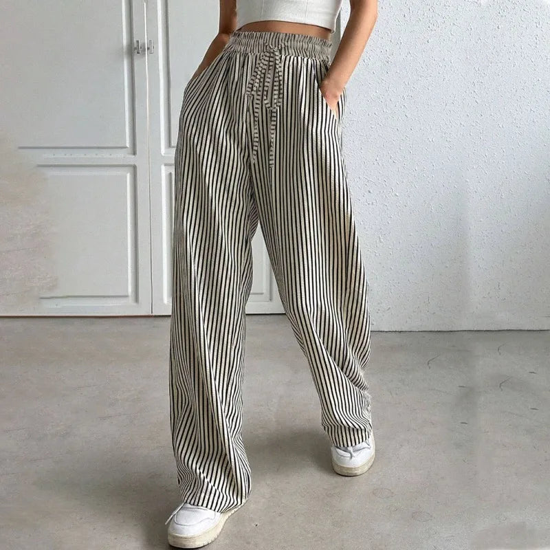 Women's Best-Selling Striped Casual Straight-Leg Pants