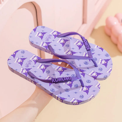Hello Kitty Cartoon Flip Flops Kuromi My Melody Cinnamoroll Summer Beach Slippers Parent-Child Eva Sandals Women Girls Gift