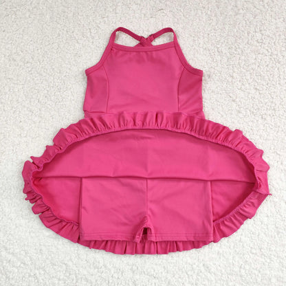 Best Selling Baby Girls Lavender Strap Colorful Skorts Shorts Yoga Sportswear Knee Length Dresses Toddler Kids Children Clothes
