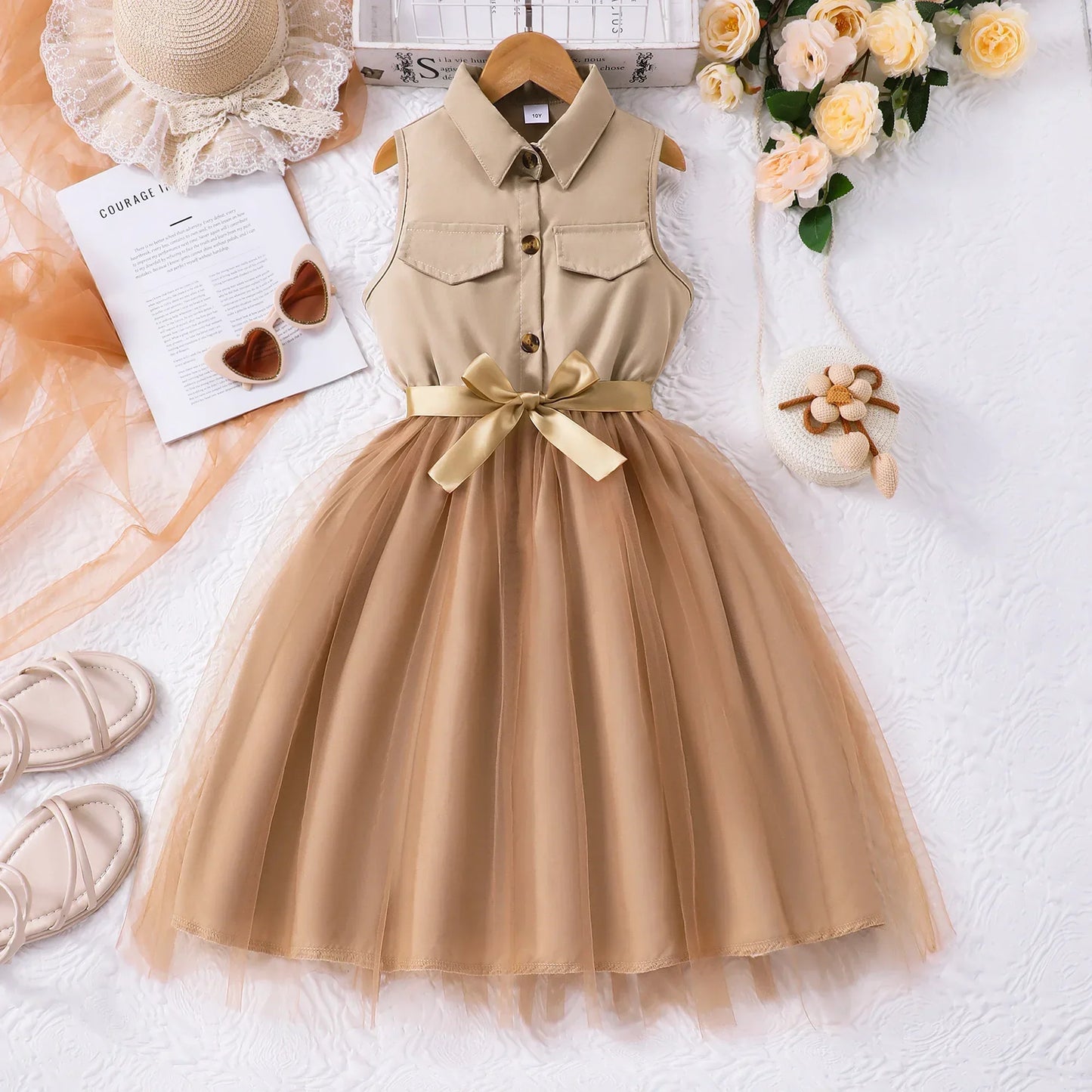 2025 Teen Girl Dress Summer Blue KIds Dresses Sleeveless Casual Vacation Elegant Mesh Children Princess Dress 7 8 9 10 11 12 Yrs