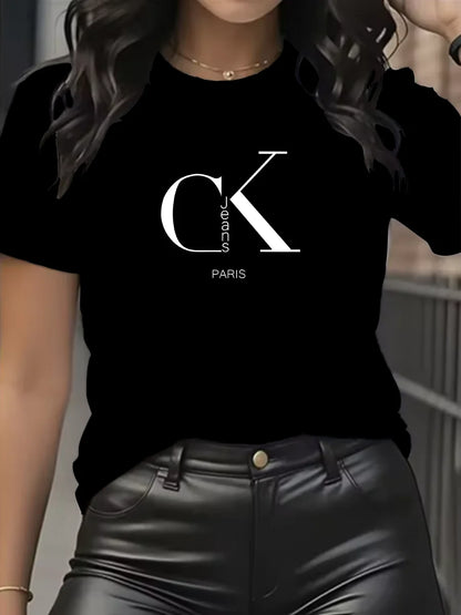 Summer luxury brand fashion cartoon letter print crew collar clothing short sleeve T-shirt trend women's summer Y2K top