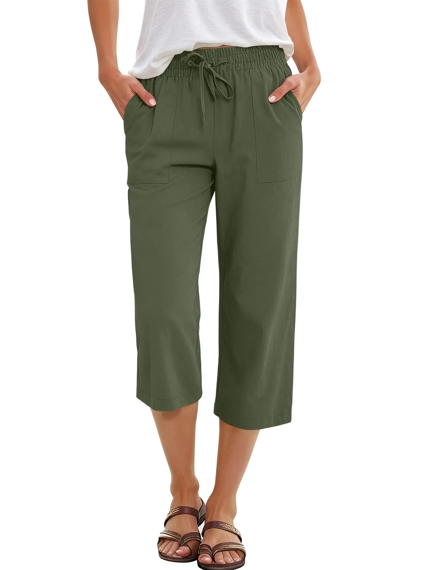 Quick Dry Capri Pants Womens Summer Hiking Cargo Pants 2 Pockets Waterproof Sun UV Protection Knee Length Shorts