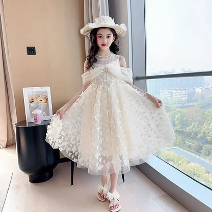 Summer Butterfly Dress Princess Skirt 2025 Girl Clothes 7 8 Years Holiday Girls 3-year-old Dresses Kids Children Girls' Luxury 4