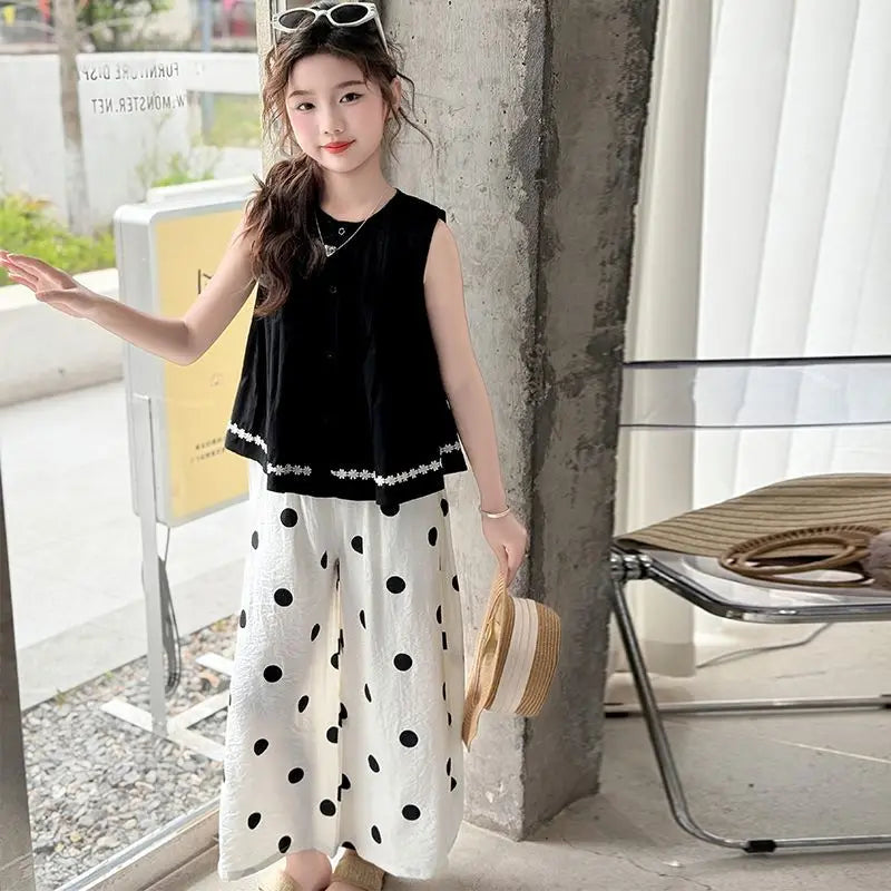 Children's Costumes Girl Outfit 2025 Kids Clothes Girls Summer Clothing T-shirt Elementary Sets Korean Teen Sets for Children