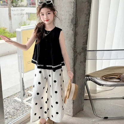 Children's Costumes Girl Outfit 2025 Kids Clothes Girls Summer Clothing T-shirt Elementary Sets Korean Teen Sets for Children