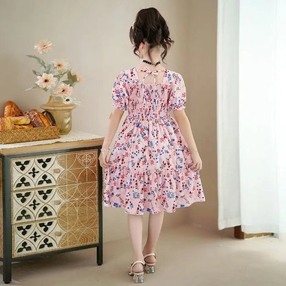 Floral Print Dress for Children Summer Girl Princess 4 Years Clothes Kids Girls 8 10 Girl's 12 Child Dresses From 14 Old Kids' 7