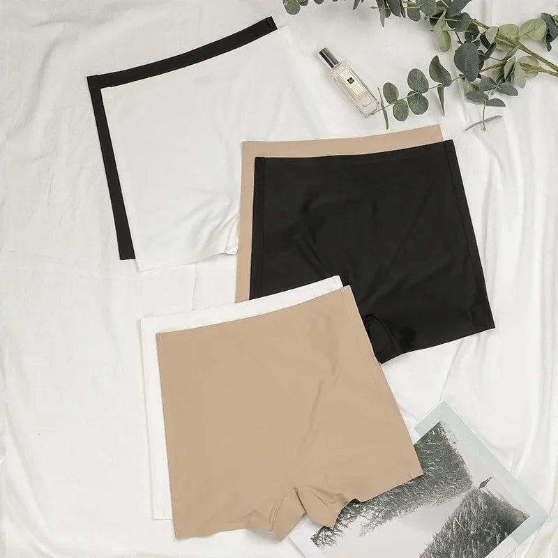 New Design Ladies Seamless Ice Silk Solid Biker Shorts Boxer Short Leggings Sports Yoga Pants Women's Shorts Panties T1584