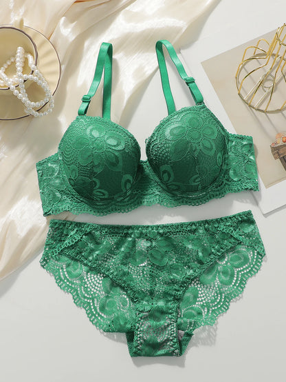 Hot selling green lace lingerie set sexy bra 2-piece set fashionable white display set push up braissere A2123