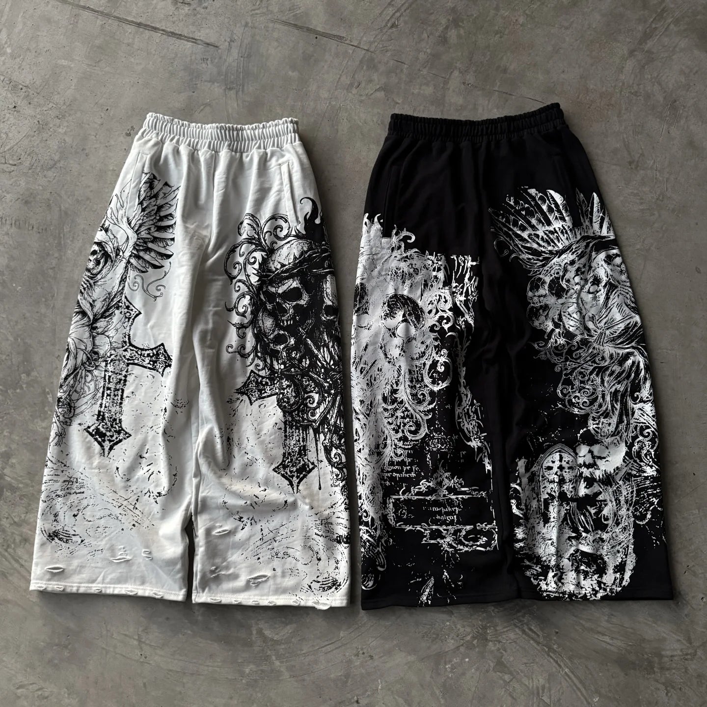Gothic Skull Fashion Striped Sweatpants Men Women Loose Trend Pants Casual Comfortable Durable Training Outdoor Running Pants
