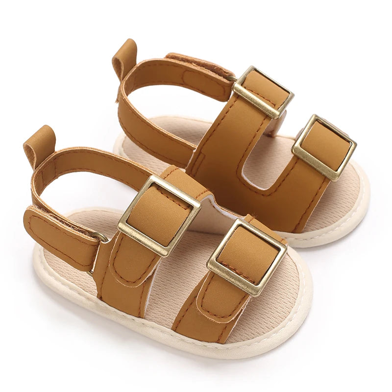 0-1Year Baby Shoes Infant Pre-Walker Shoes Cute Teddy Bear Pattern Summer Sandals Soft Sole Adjustable Strap Daily Footwear