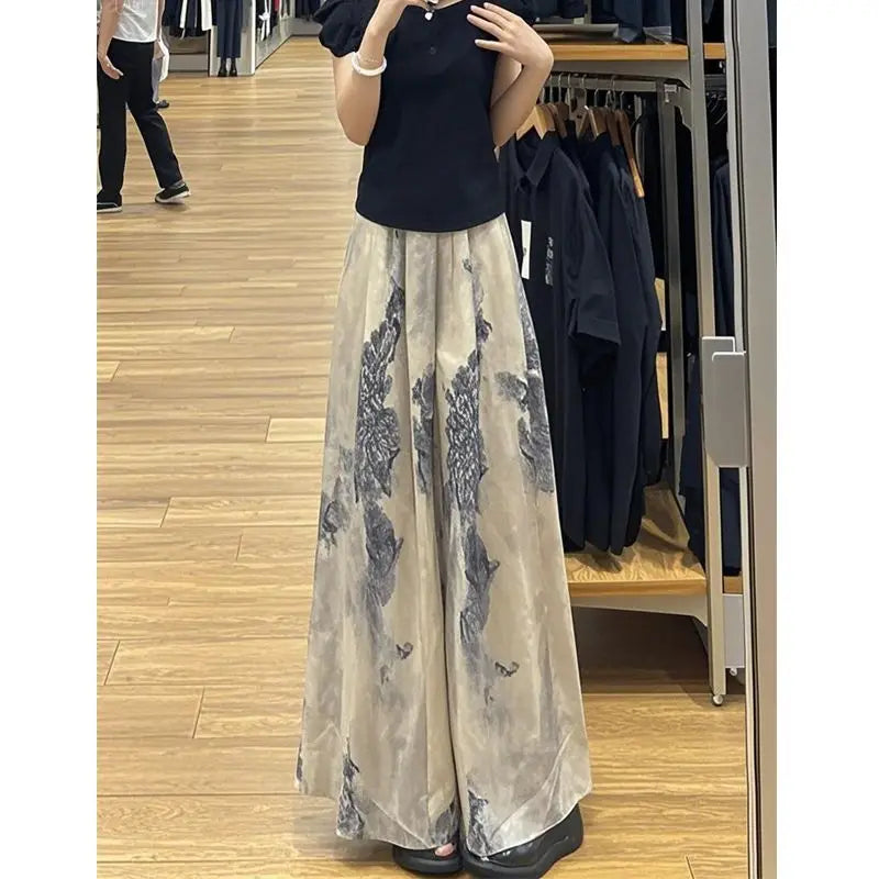 Ice Silk Women Summer Thin Style Slim Casual Straight Nine-point Skirt Pants