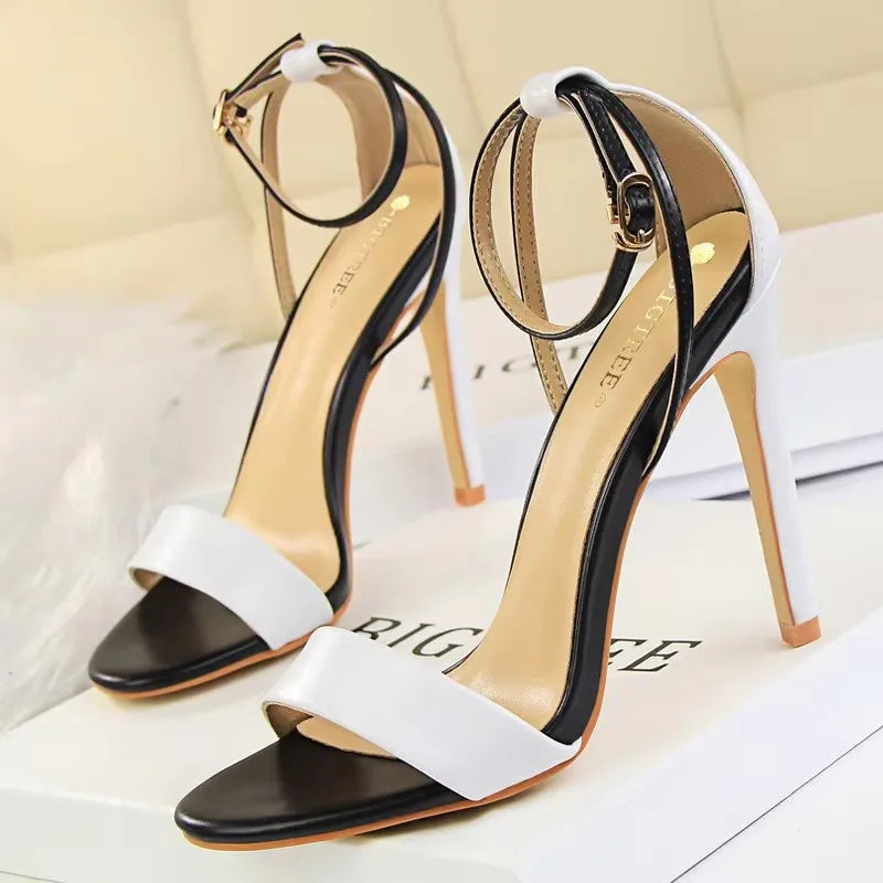 BIGTREE Shoes Pu Leather High Heels 2026 New Women Heels Sexy Stiletto Heels 11 Cm Party Shoes Color Matching Women Sandals