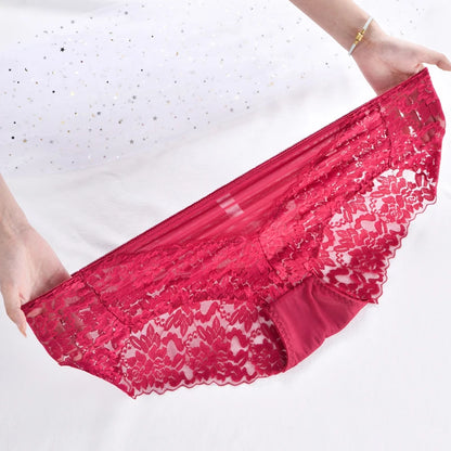 Women's High Waist Lace Shorts, Sexy Breathable Super Stretchy Underwear, Solid Color Fashion Women's Clothing, 3 Pieces