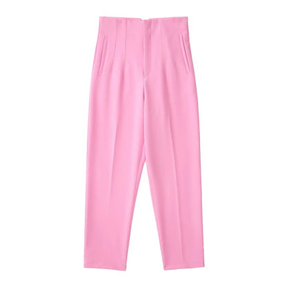 Willshela Women Fashion Straight Pants High Waist Front Zipper Trousers Vintage Full Length Female Chic Lady