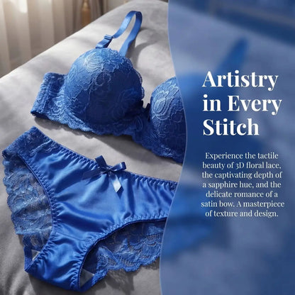 New fashion 2-piece set of sexy Lingerie set  blue lace brassere push up women's set  A2155