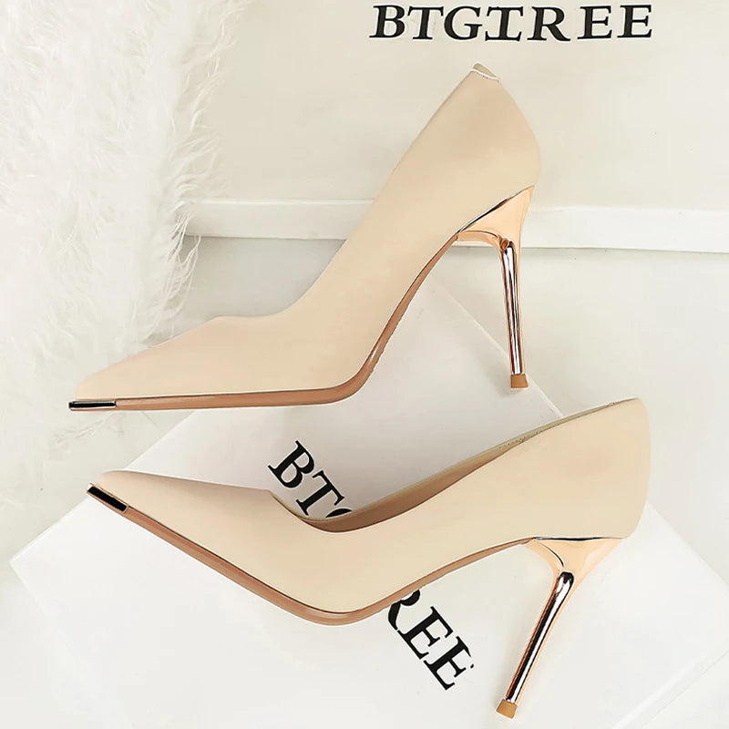 BIGTREE Shoes New Women 9.5 Cm Heels Metal Pointed Tip Women Pumps Quality High Heels Stiletto Luxury Pumps Ladies Shoes 2026