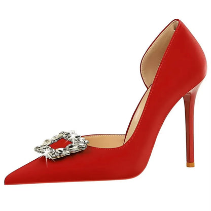 Luxury Heels 10.5 Cm Women Pumps Rhinestone Design High Heels Fashion Wedding Shoes Stilettos Sexy Party Shoes 10 Colour Pumps
