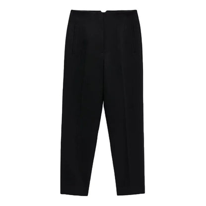 Hot Sale Women Summer Thin Casual Cropped Pants Stretchy Temperament Pleated Slimming Capris Ankle Length High Waisted Trousers