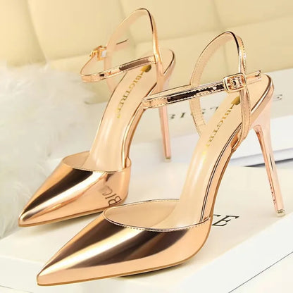 BIGTREE Shoes Fashion Sandals Women 2026 Patent Leather High Heels Women Sandals Summer Heeled Sandals Pointed Toe Women Pumps
