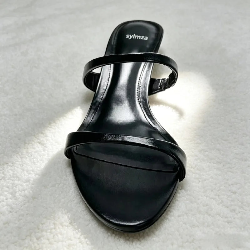 fashion double-strap detail wedge sandals women Elegant round-toe open-toe slide sandal comfortable women shoes zapatos de mujer