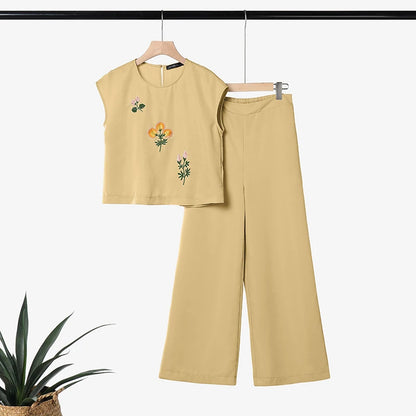 ZANZEA Fashion Summer Outfits O Neck Short Sleeve Floral Blouse Wide Leg Pant Sets Women 2 Pieces Sets Tracksuit Matching Sets