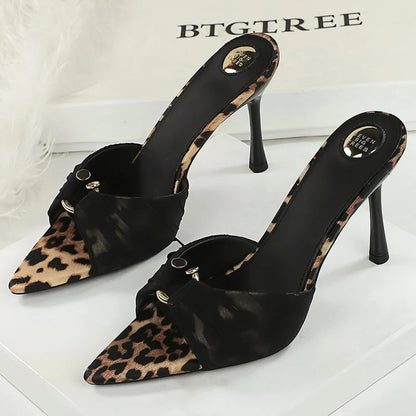 BIGTREE Shoes Pleated Lace Women Pumps Sexy High Heels Pointed Heeled Sandals Women Summer Shoes Stiletto Open Toed Slippers
