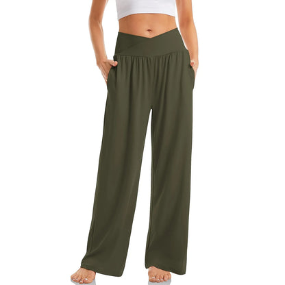 Women Cotton Linen Pants Summer Autumn Fashion Elastic Waist Loose Straight Pants Female Casual SolidColor Ankle-length Trousers