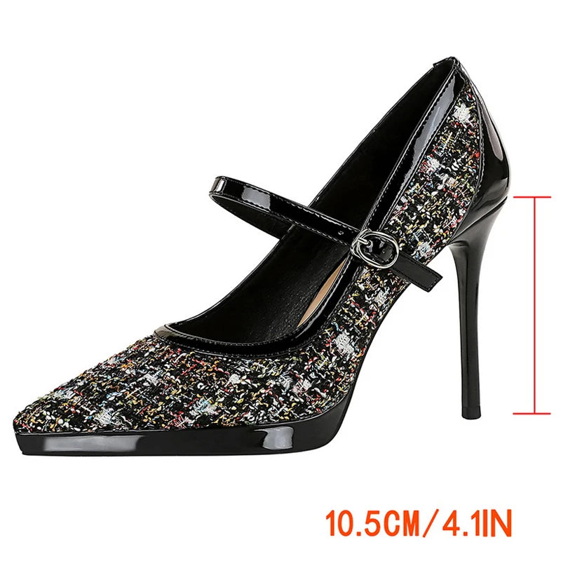 BIGTREE New Fashion High Heels Women Pumps Buckle Luxury Banquet Shoes Sexy Party Shoes Women 10.5 cm Heels Stiletto Ladies Shoe