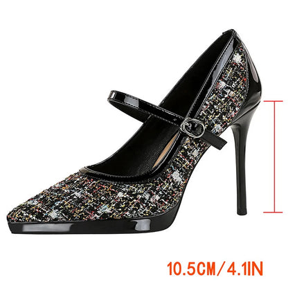 BIGTREE New Fashion High Heels Women Pumps Buckle Luxury Banquet Shoes Sexy Party Shoes Women 10.5 cm Heels Stiletto Ladies Shoe