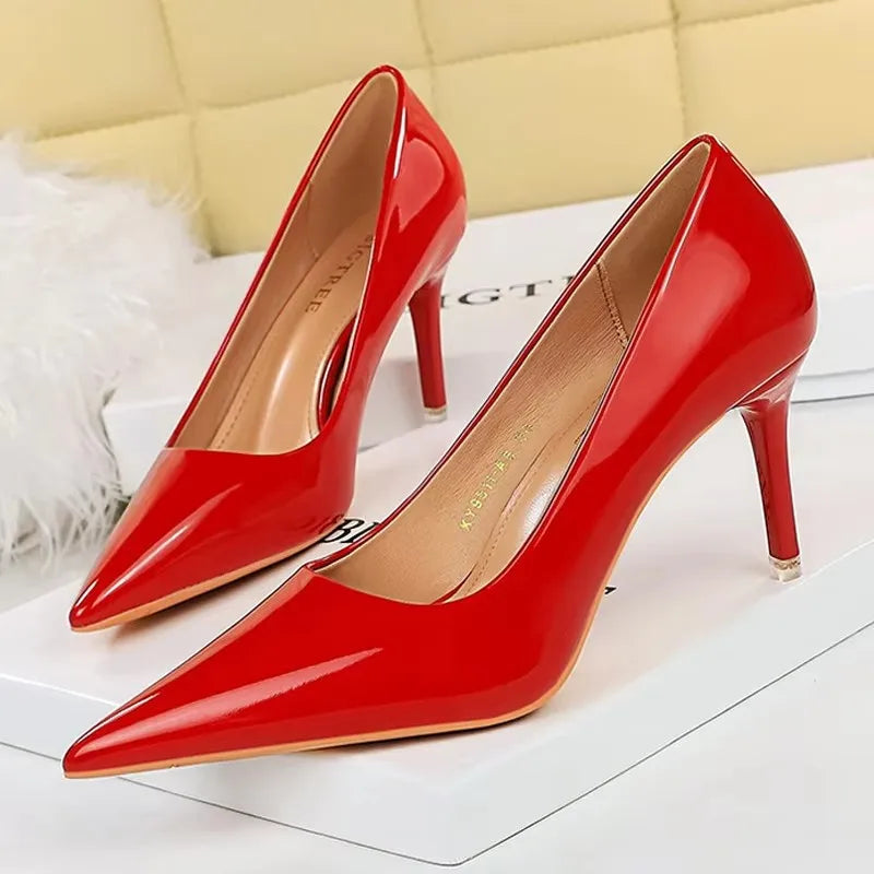BIGTREE Shoes Patent Leather Shoes Woman Pumps High Heels Stiletto Heels 10.5 Cm Red Wedding Shoes Bridal Shoes Women Heels 2026