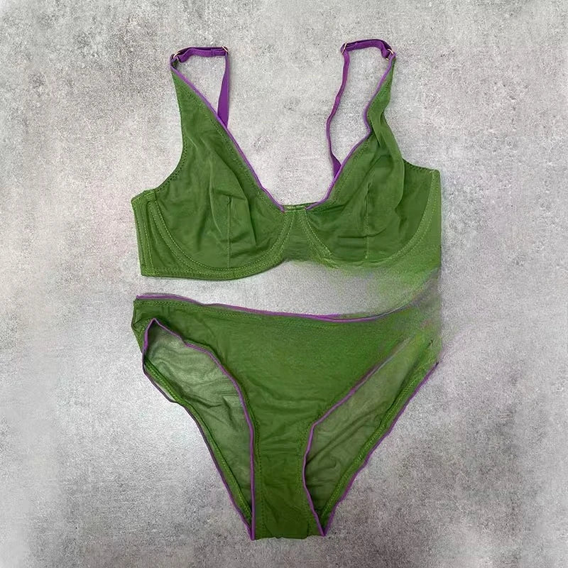 YUQI French Summer Bra - Sexy Euro Color-Block Lingerie | Slim Push-Up Lift & Anti-Sag Support | Anti-Sag Comfort Fit Underwear
