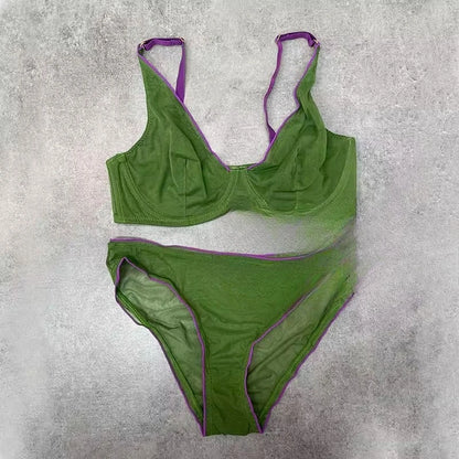 YUQI French Summer Bra - Sexy Euro Color-Block Lingerie | Slim Push-Up Lift & Anti-Sag Support | Anti-Sag Comfort Fit Underwear