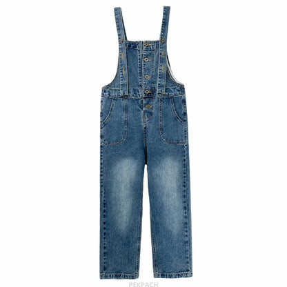Kids Denim Jumpsuit Dungarees For Teenage Boys Fashion Streetwear Overalls Child Strap Jeans Suspenders Bib Pants Cowboy Clothes